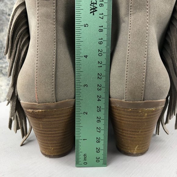 Circus Sam Edelman Women's Size 10M Lennon Grey Leather Fringe Ankle Booties - Picture 5 of 14